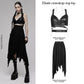 Punk Rave Nyx Elastic Cross-Strap Crop Top in Black