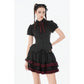 Dark in Love Black Crimson Gothic Tiered Skirt