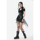 Dark in Love Draven Layered Mesh and Faux Leather Waist Cincher Skirt