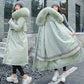 Women's Big Faux Fur Feature-Collar Padded Raincoat