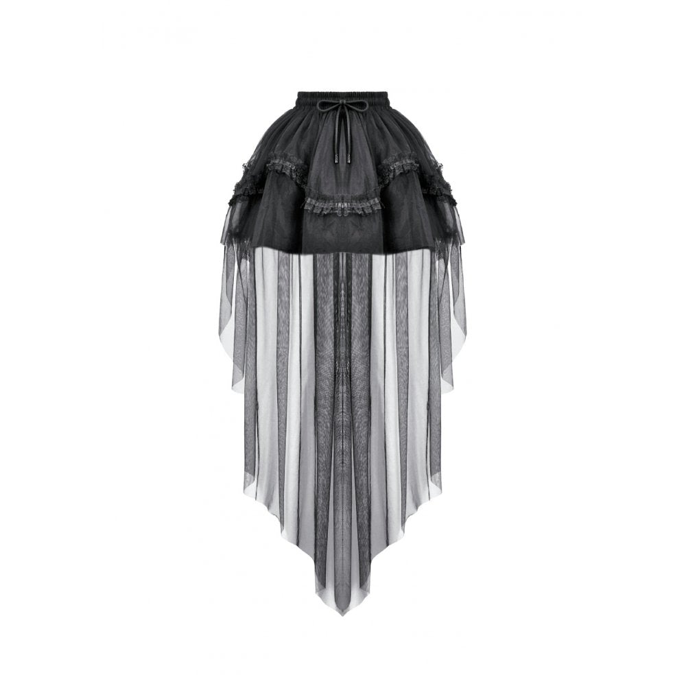 Dark in Love Gothic Tailed Sheer Mesh Petticoat Skirt