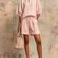 Summer Fashion Cotton-Linen Lantern-Sleeve Shirt and Drawstring Shorts Set