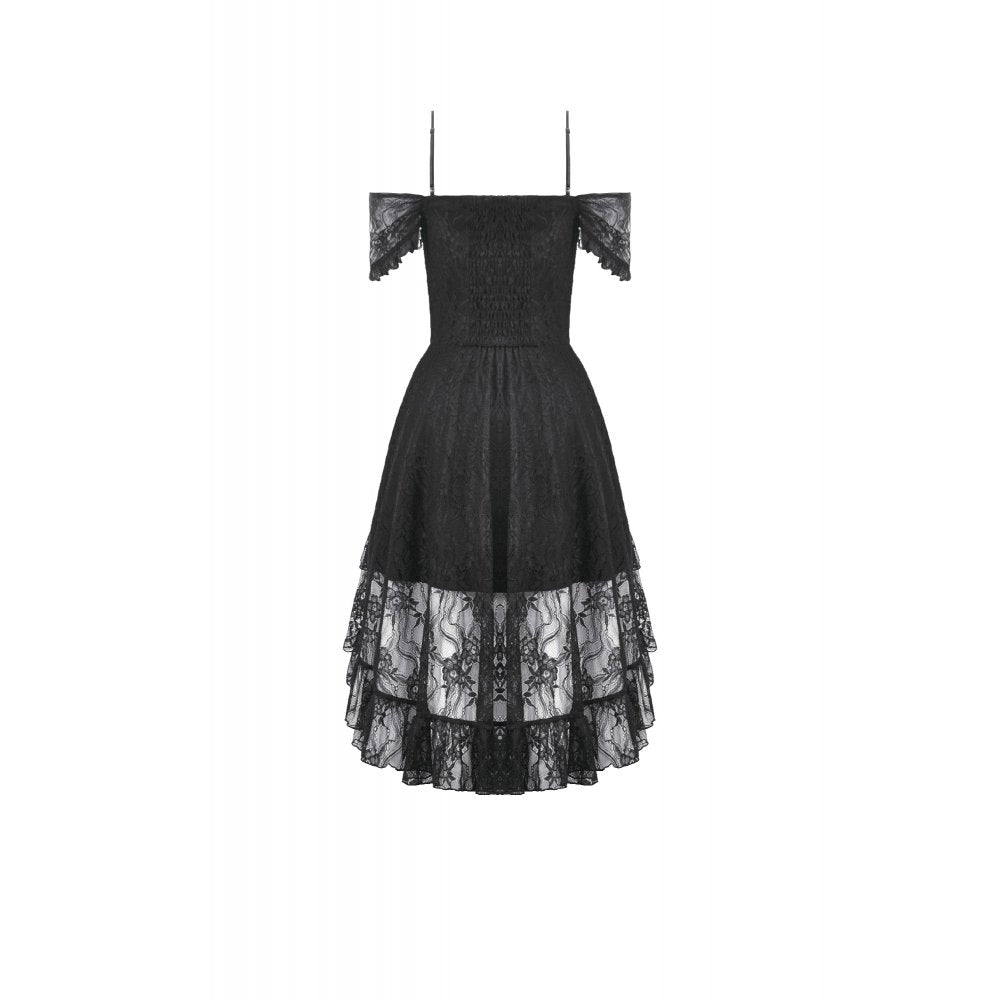 Dark in Love Romantic Gothic Lace-Layered High-Low Dress