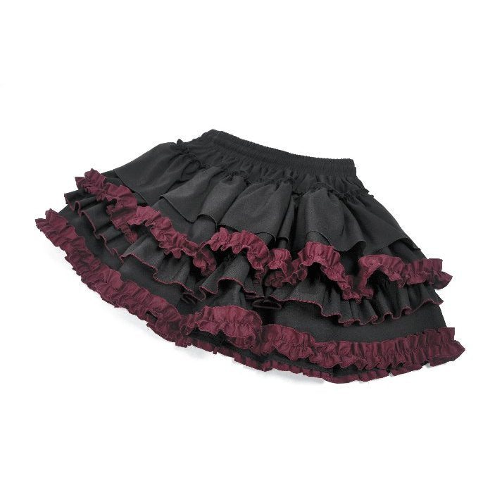 Dark in Love Black Crimson Gothic Tiered Skirt