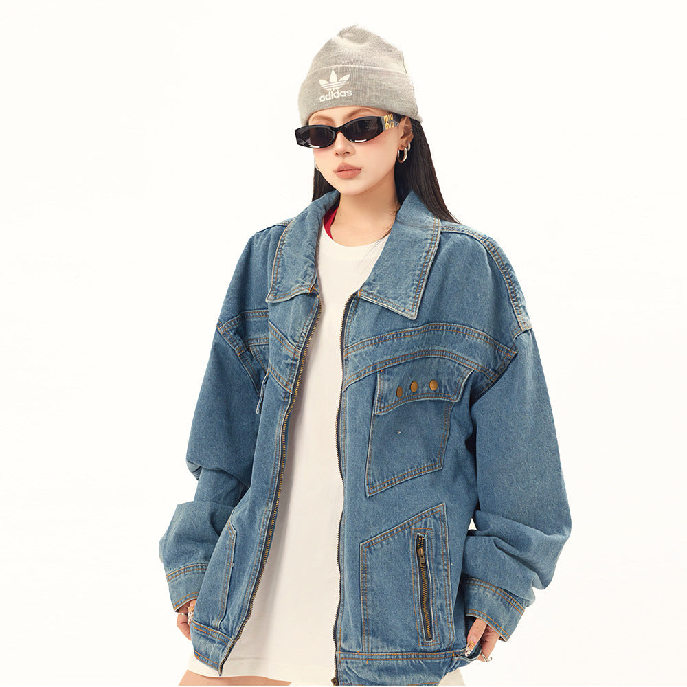 Punk Old Wash Denim Unisex Short Coat