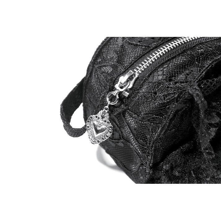 Dark In Love Victoria Black Lace Bow Mini Handbag