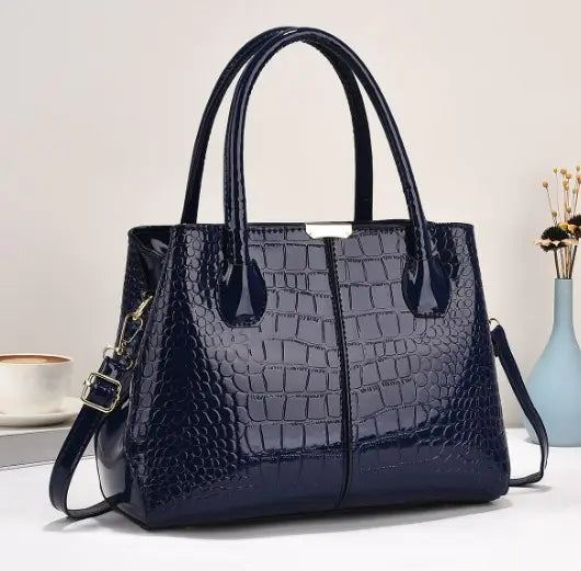 Women's Classic Crocodile Tote and Shoulder Bag, Multicolours