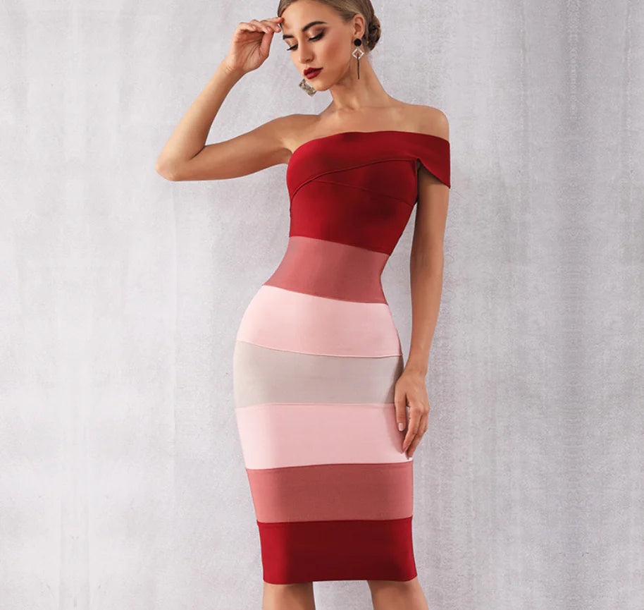 Vireous Bold Red Strap Dress, Sexy Bandage Dress