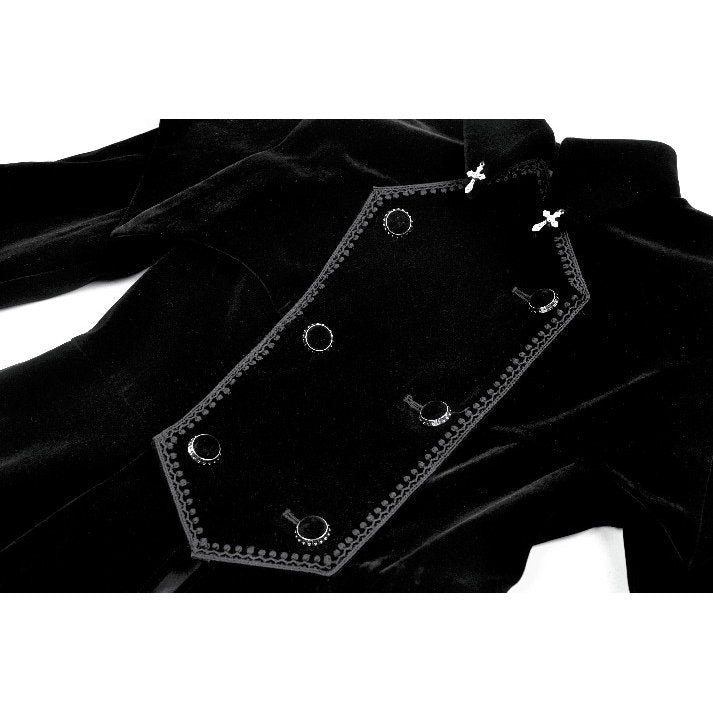 Dark in Love Lilith Officer Velvet High-Collar Coat in Black
