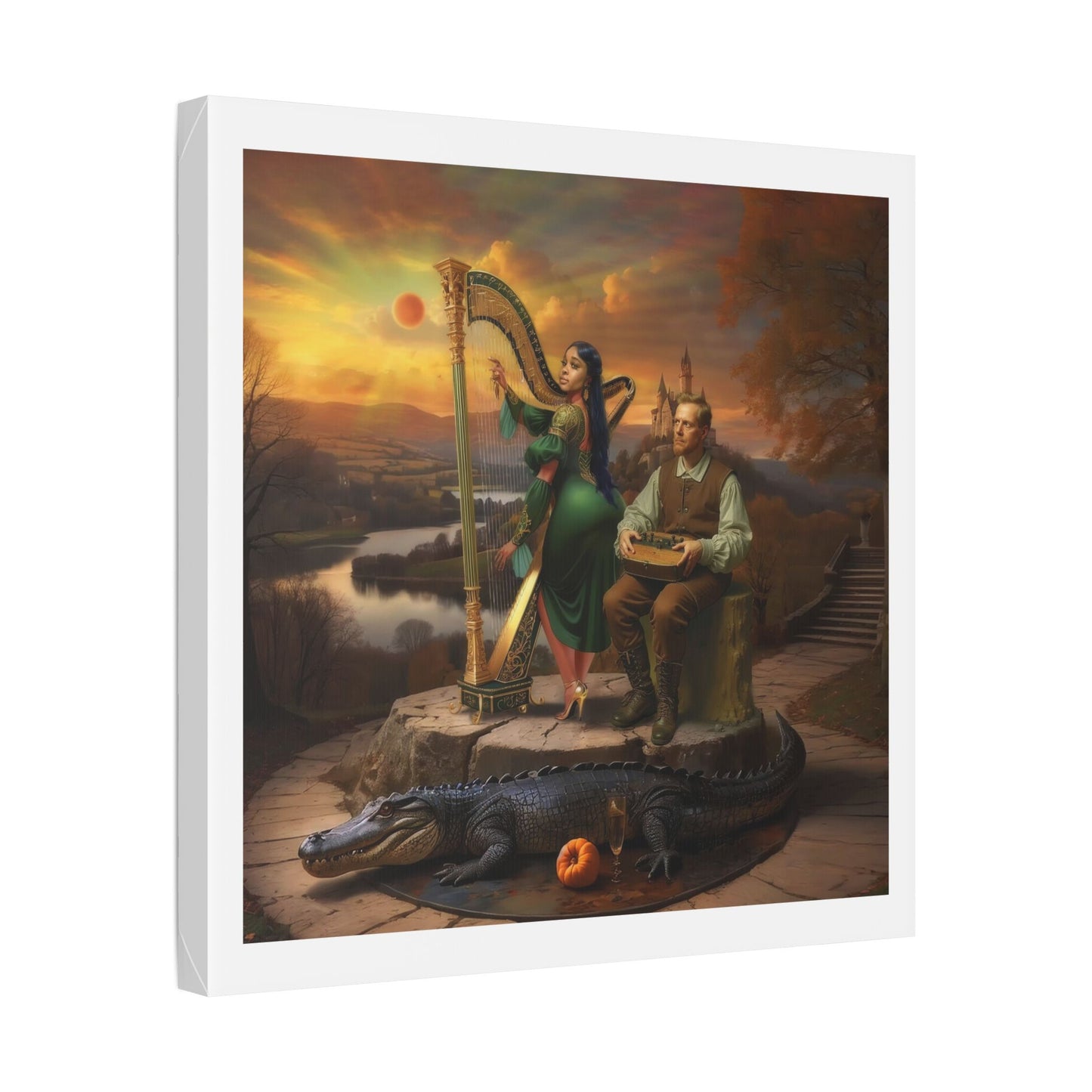 Duet, Surrealist Art 'Designed by AI' Canvas Art Print