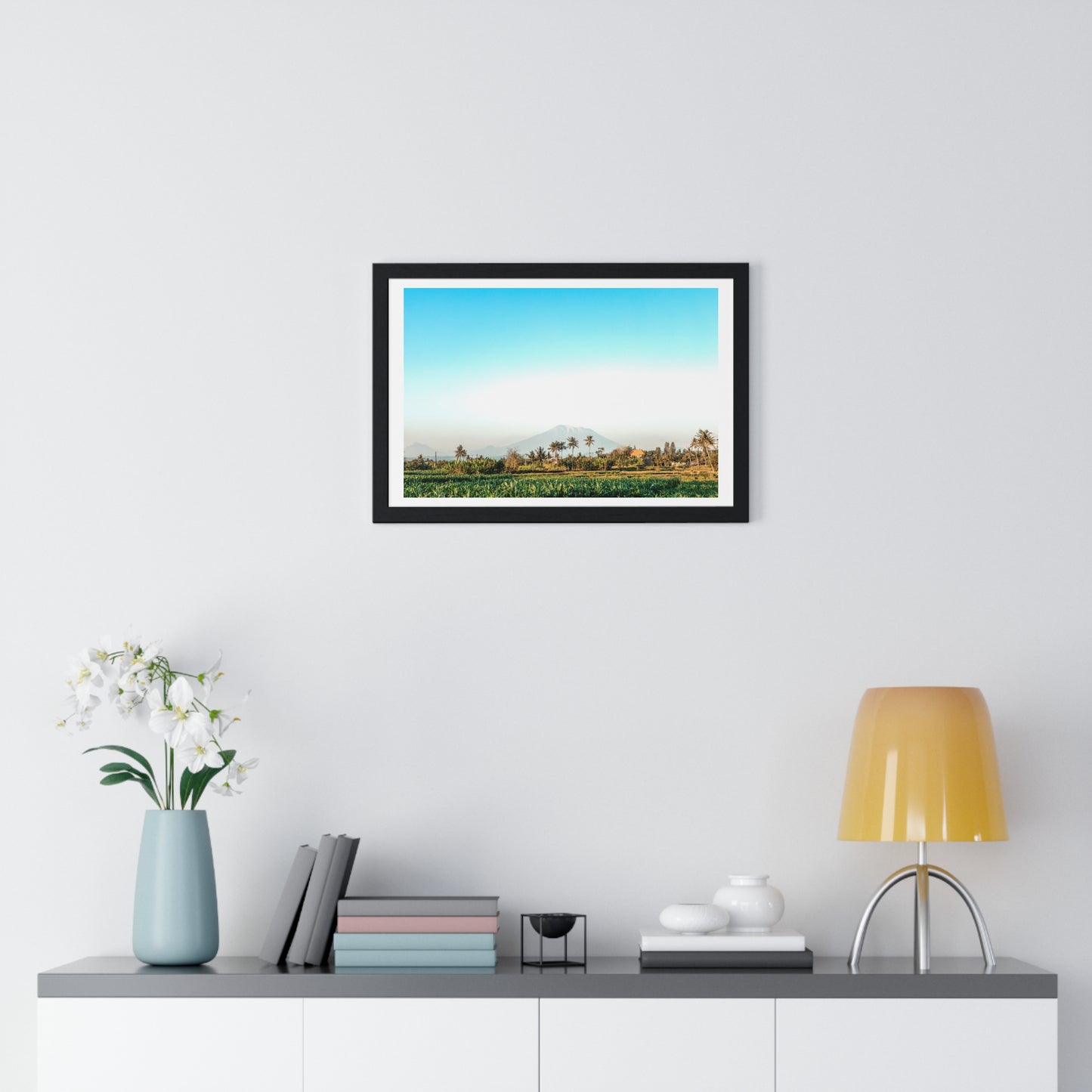 Holy Volcano Agung, Bali Island, Indonesia, Photographer Unknown, from the Original, Framed Print