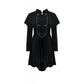 Dark in Love Lilith Officer Velvet High-Collar Coat in Black