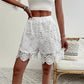 Women's White Lace-Embroidered Elastic-Waist Shorts, Plus Sizes