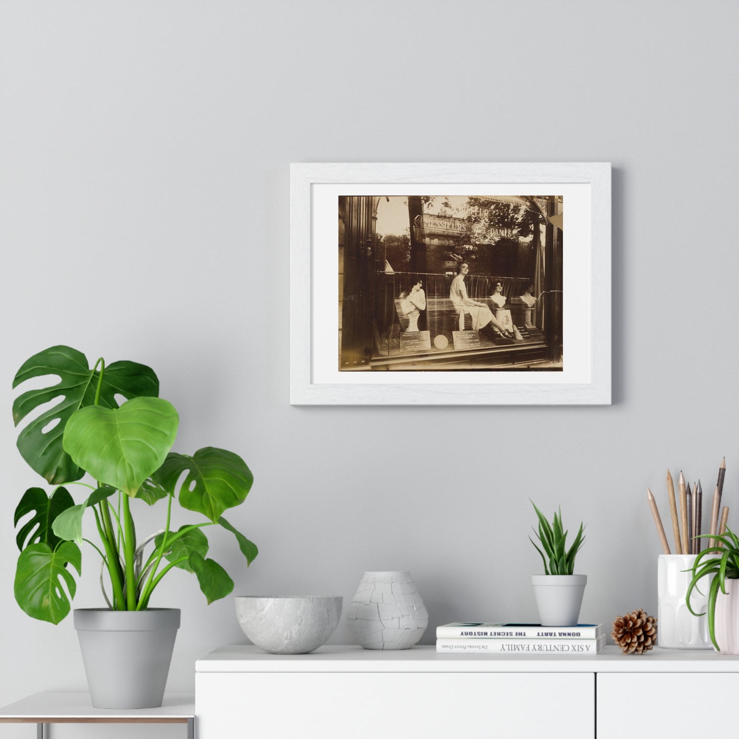 Salon de Coiffure 'Hairdresser's Shop' by Eugène Atget, from the Original, Framed Print