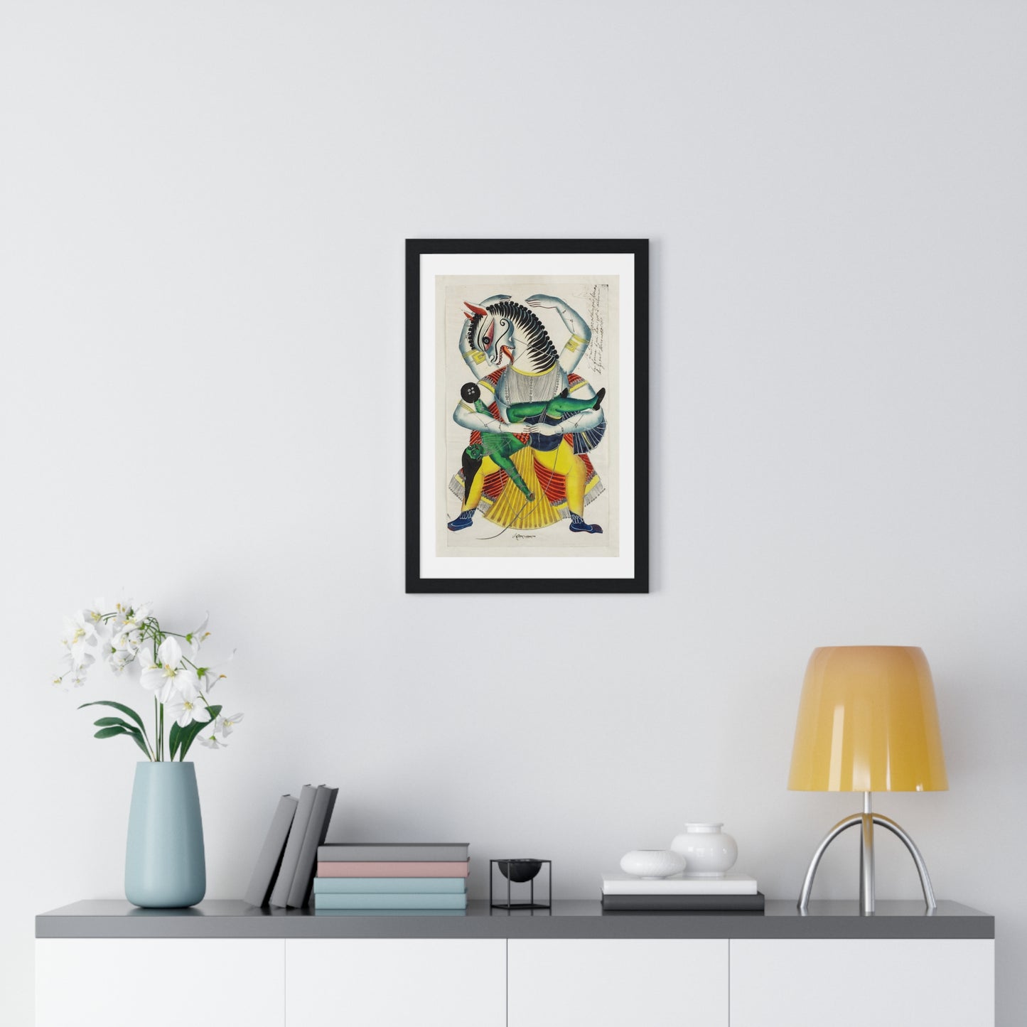 The Avatar Narasimha (1870) Vintage Hindu Deity Illustration, from the Original, Framed Print