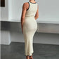 Vest-Style Dress, Multi-Buckle Slit Long Knitted Dress