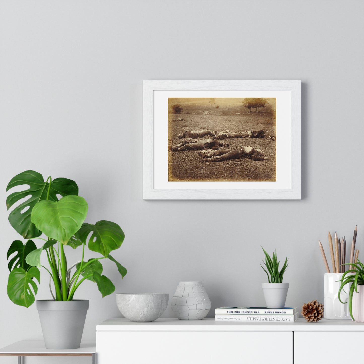 Field Where General Reynolds Fell, Gettysburg by Timothy H O Sullivan and Alexander Gardner, Black & White Photography, Framed Print