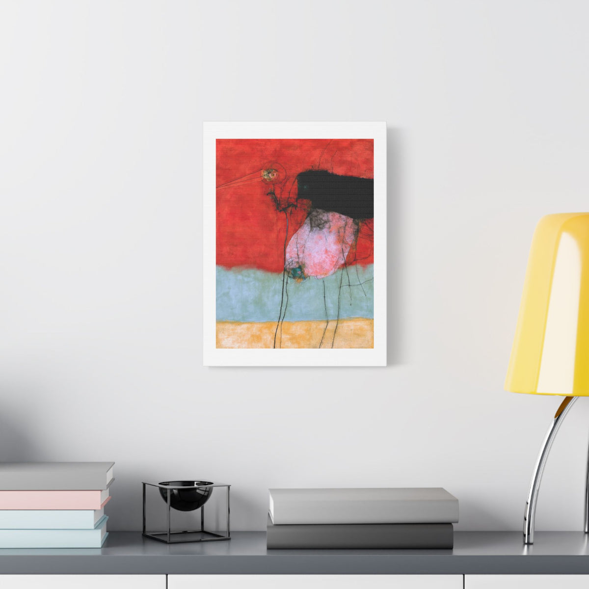 Bird, Neo-Surrealism, Art Print on Satin Canvas, Stretched