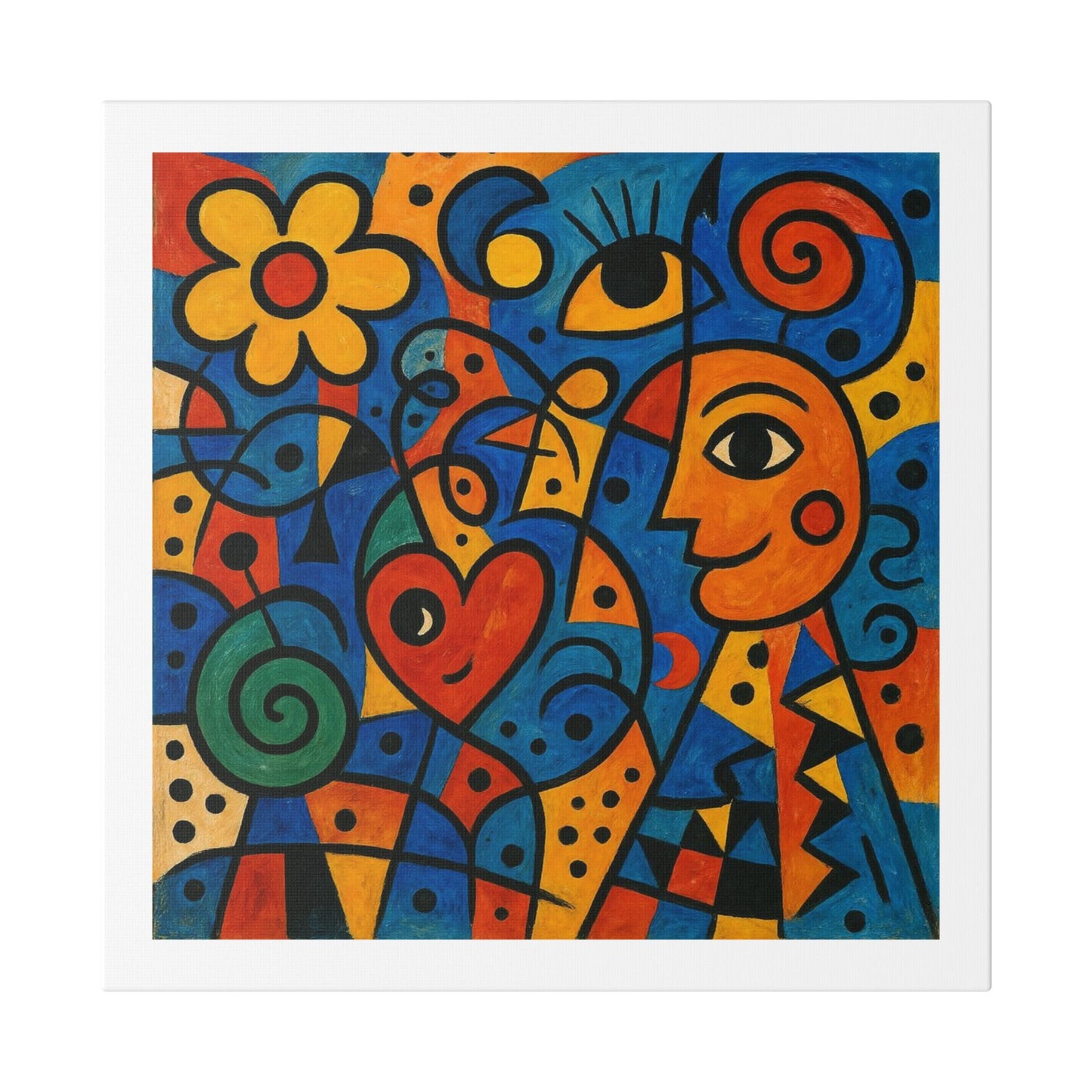Love and Life Art in the Style of Joan Miro 'Designed by AI' Canvas Art Print