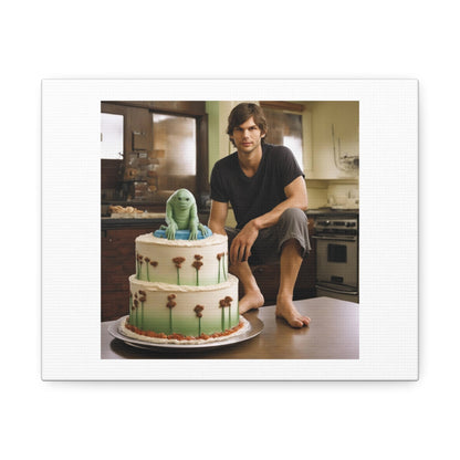 Ashton Kucker With Cool Cakes  'Designed by AI' Art Print on Canvas