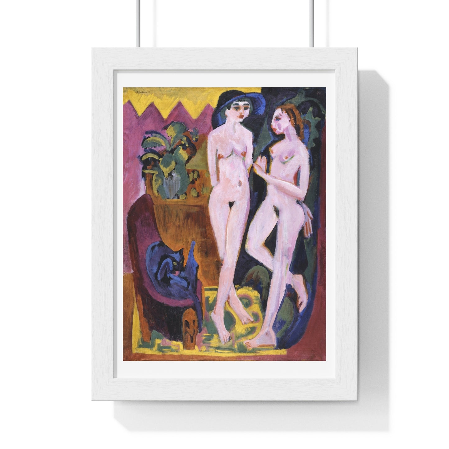 Two Nudes in a Room (1914) by Ernst Ludwig Kirchner, from the Original, Framed Art Print