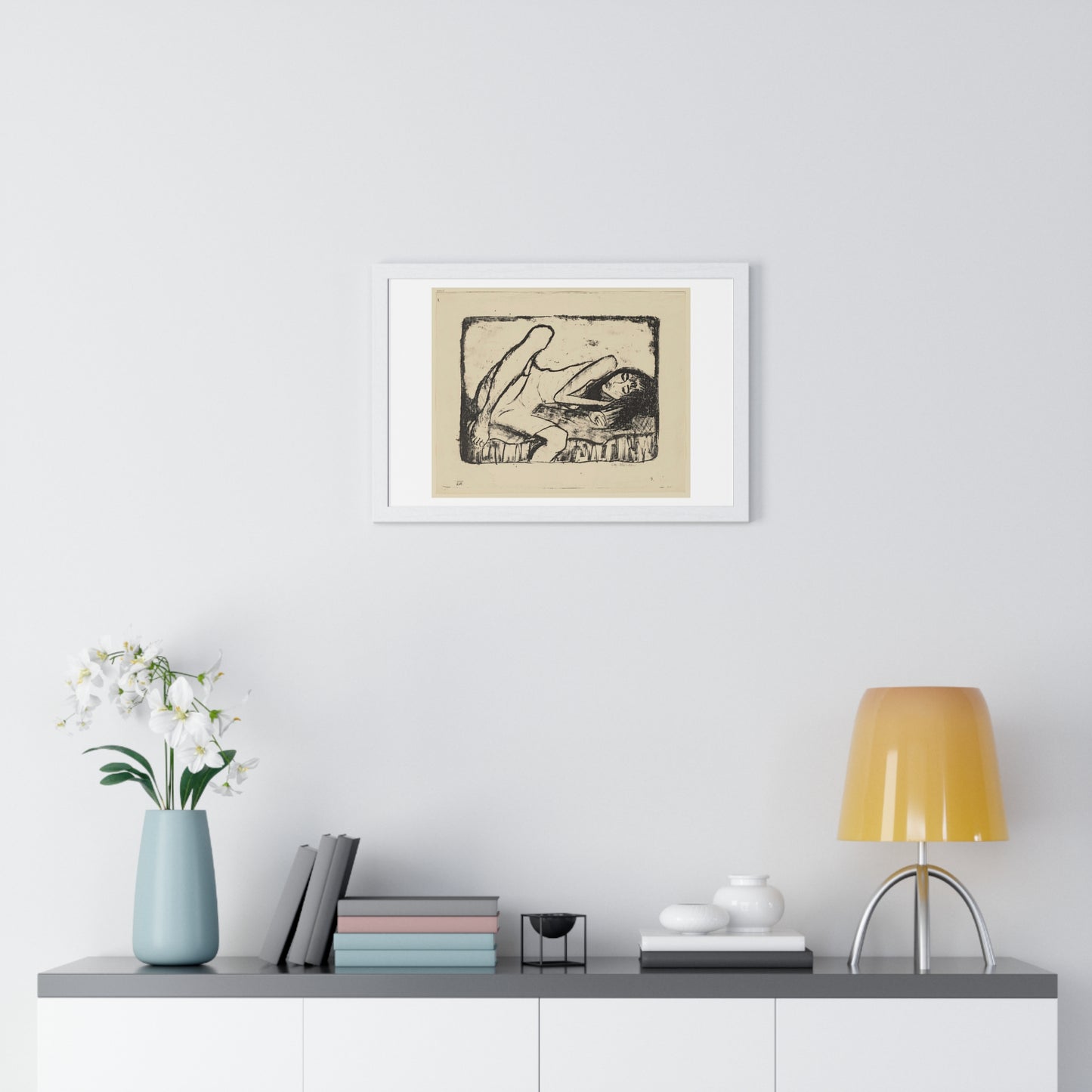 Mädchen auf der Liege II (1919) by Otto Mueller, from the Original, Framed Print