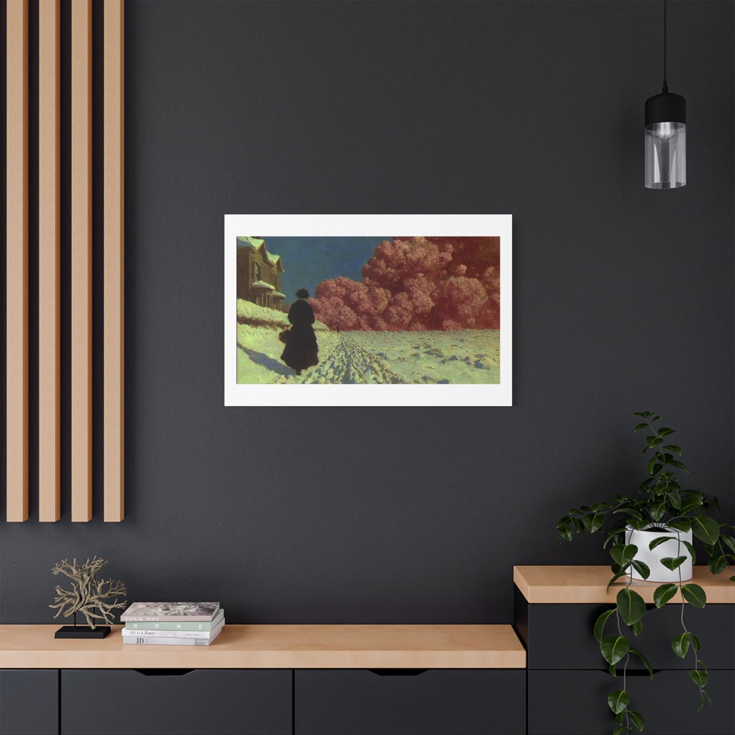 Victorian Woman in a Winter Scene, 19th Century Pastel Art 'Designed by AI' Print on Canvas