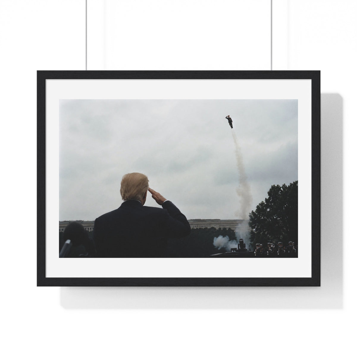 Donald Trump Salutes, Surreal Decor Art, Large Framed Print