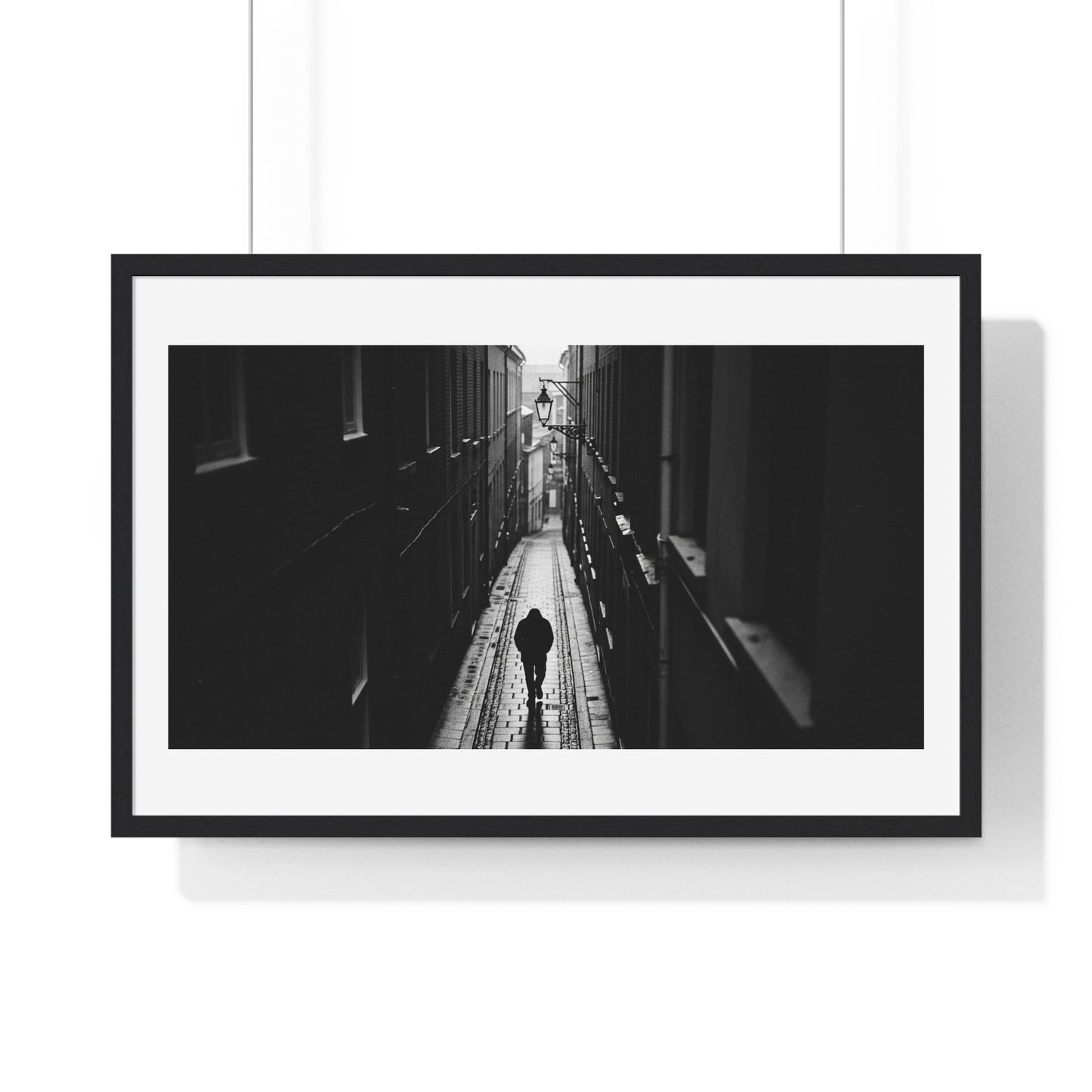 Black and White Photography, High-Contrast Cityscape II 'Designed by AI' Framed Print