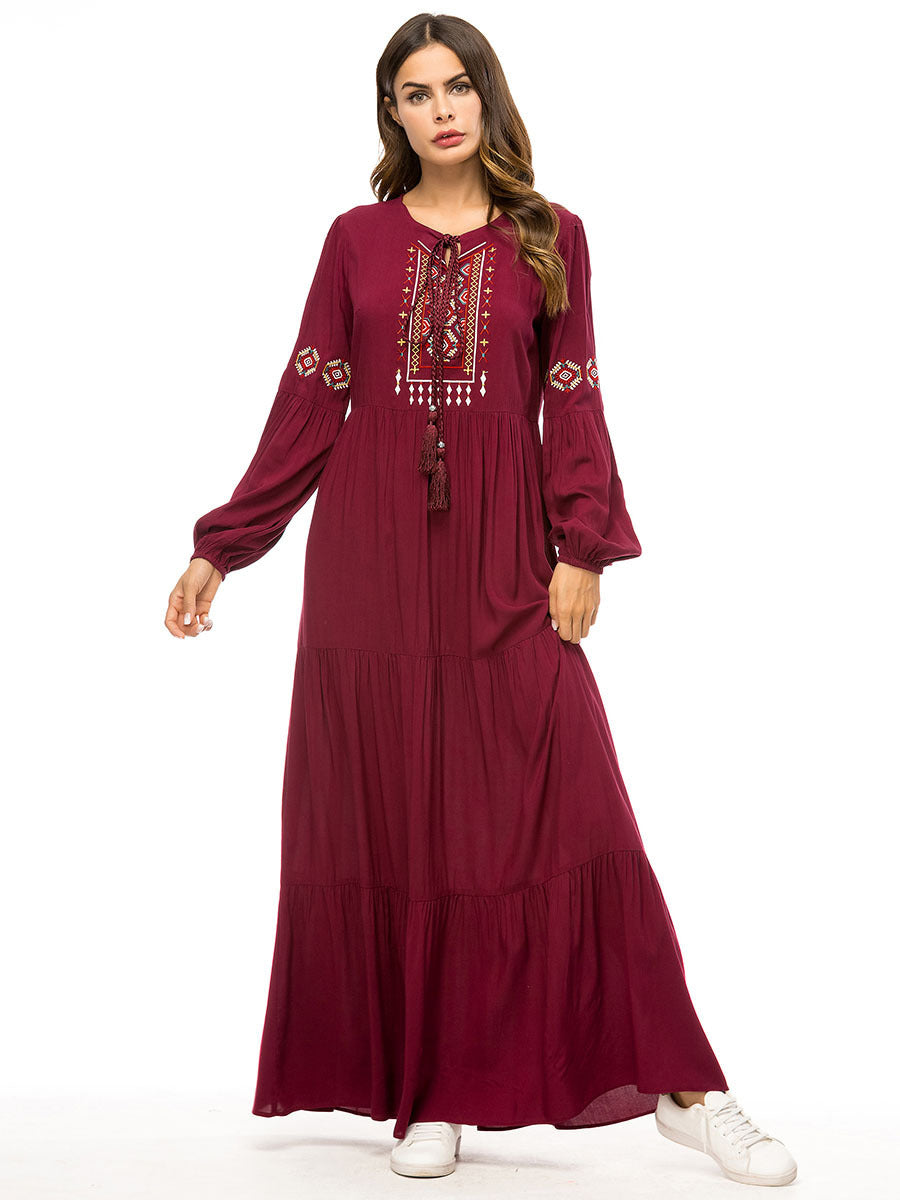 Vireous Embroidered Heritage Robe Long Dress