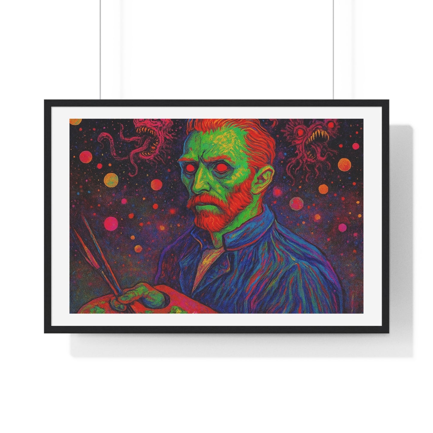 Vincent van Gogh Self Portrait Remixed, Psychedelic Art 'Designed by AI' Framed Print
