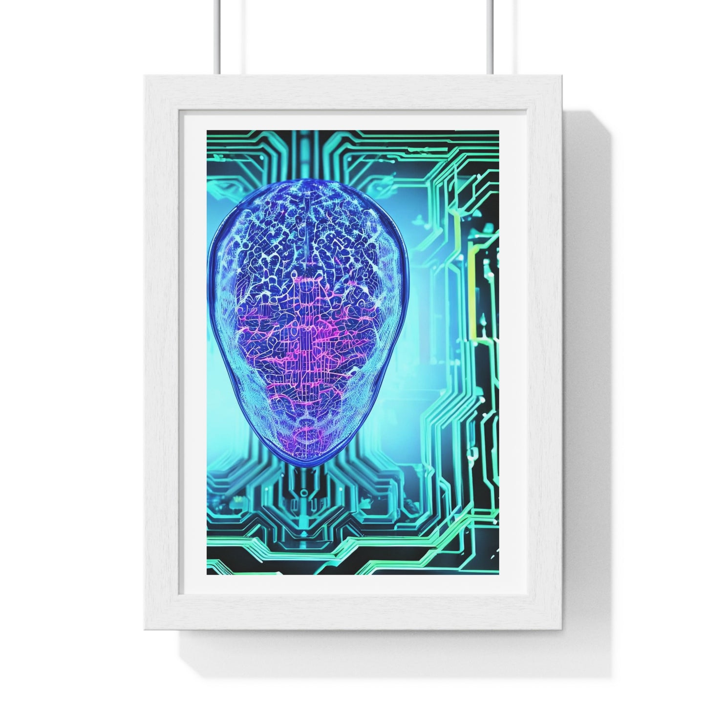 Artificial Intelligence Self Portrait, Psychedelic Framed Art Print 'Designed by AI'