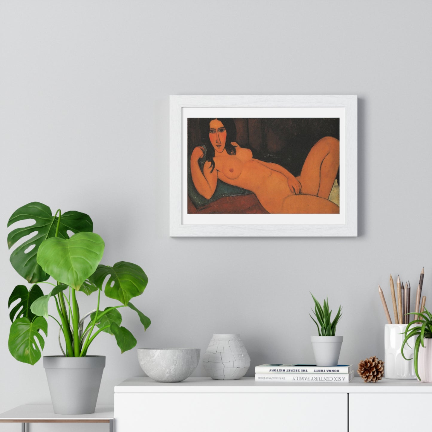 Reclining Nude with Loose Hair (1917) by Amedeo Modigliani, from the Original, Framed Art Print