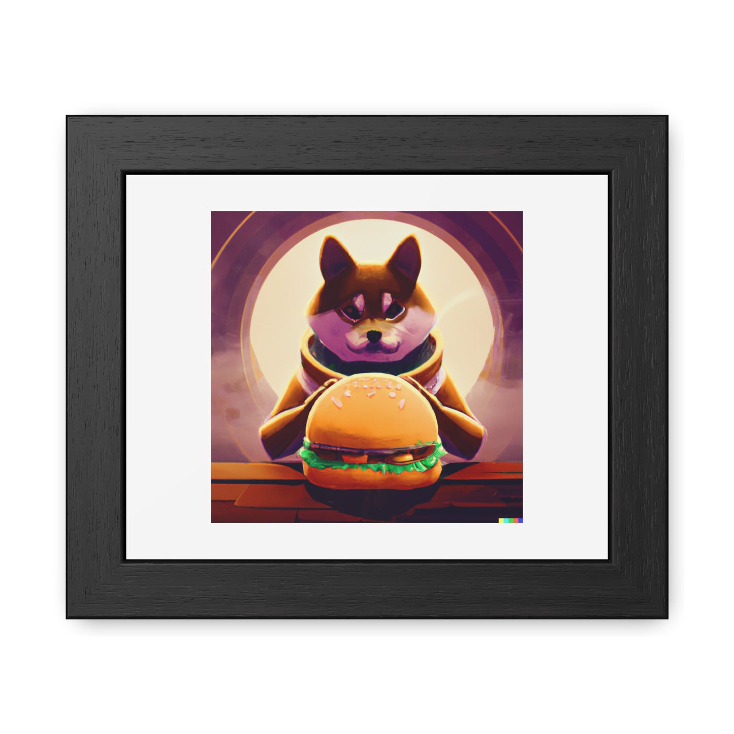 Shiba Inu Digital Art 'Designed by AI' Poster encadré en bois en papier mat classique