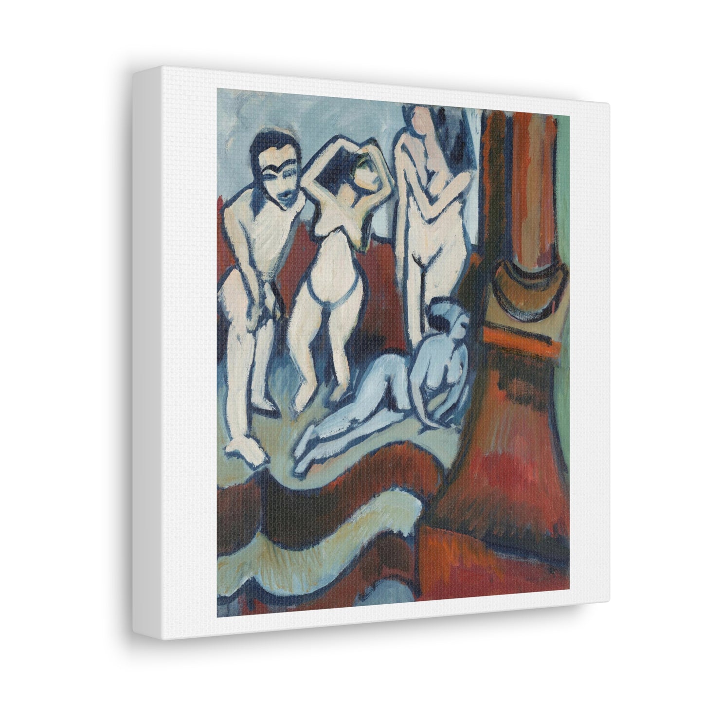 Four Wooden Sculptures (1912) by Ernst Ludwig Kirchner, Art Print from the Original on Canvas