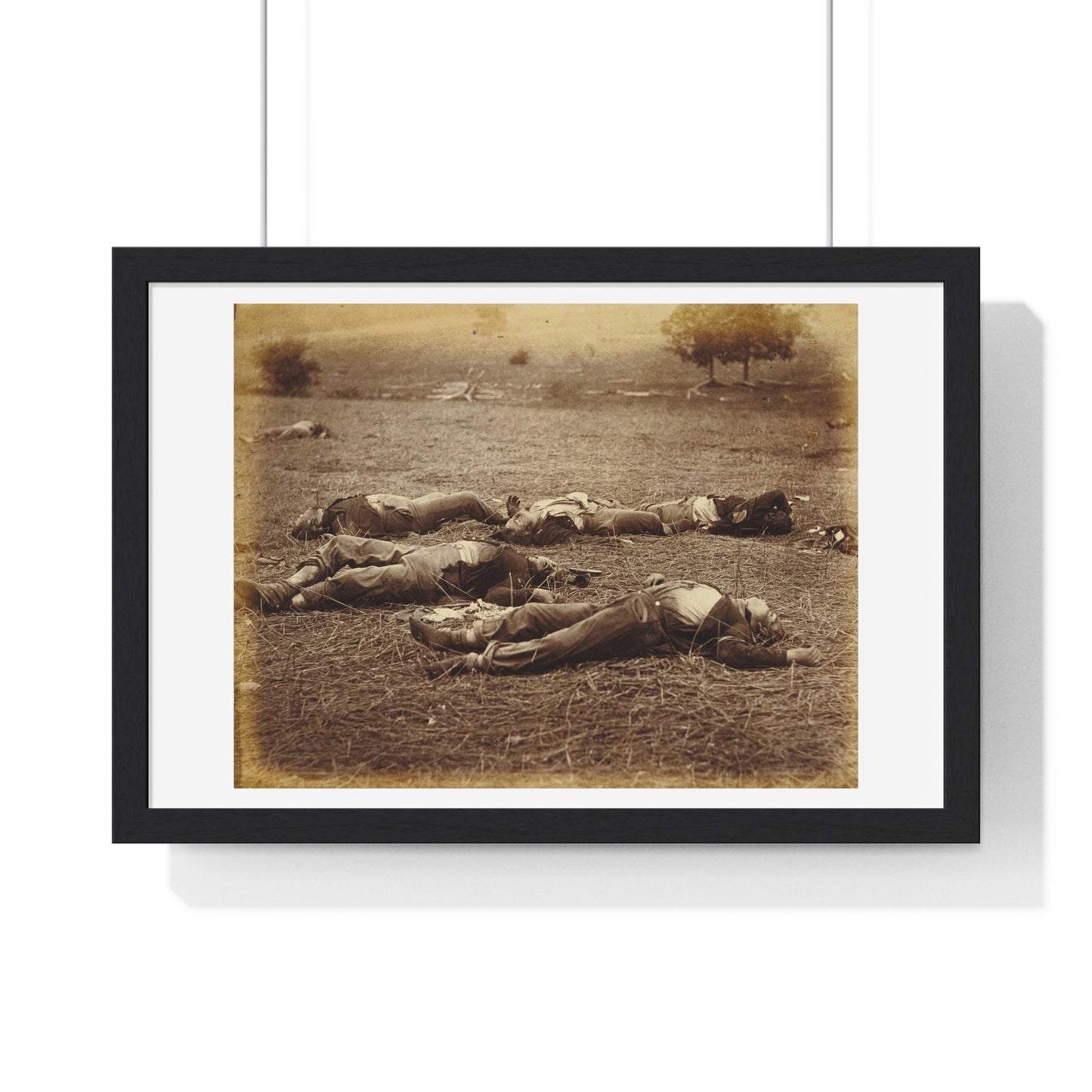 Field Where General Reynolds Fell, Gettysburg by Timothy H O Sullivan and Alexander Gardner, Black & White Photography, Framed Print