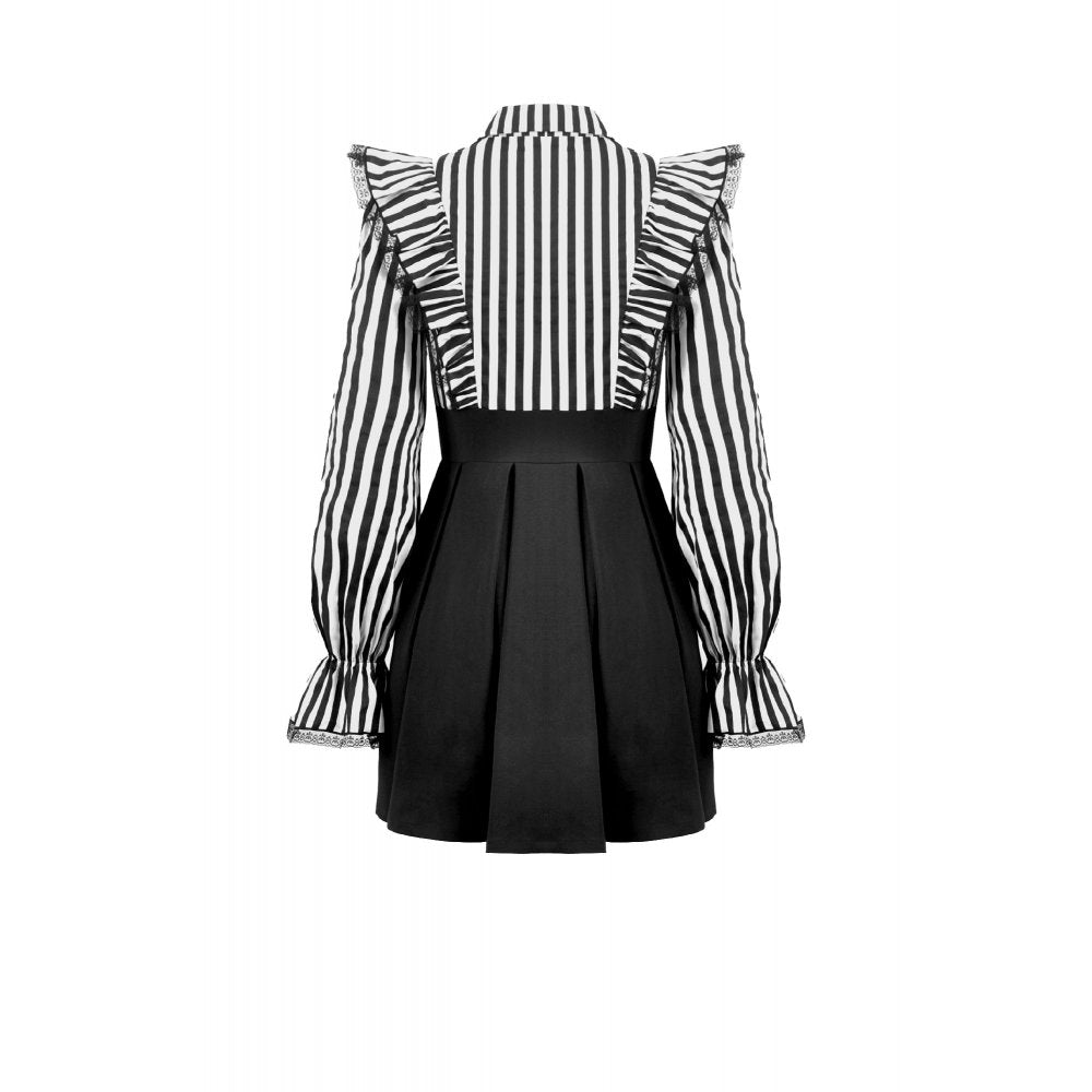 Dark in Love Striped Ruffle Victorian-Inspired Lolita Dress