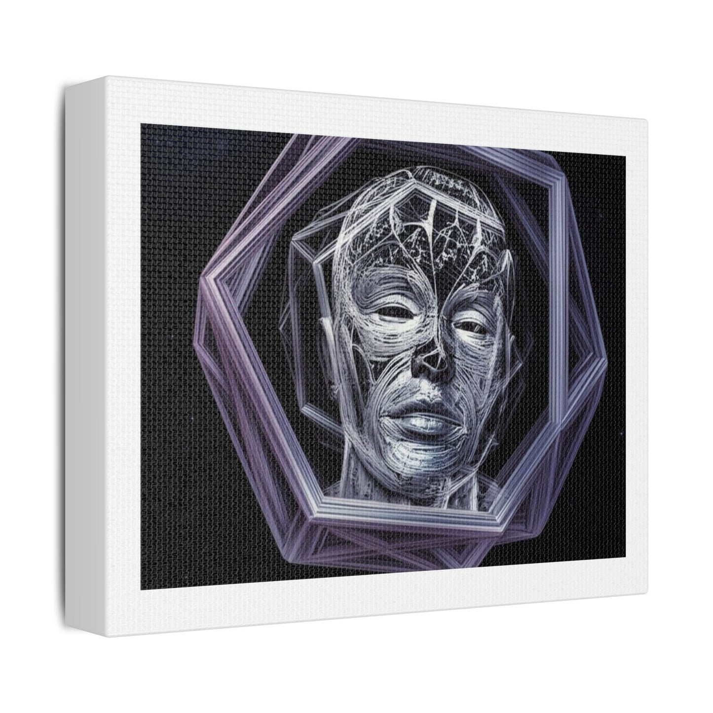 AI Hallucination Gives a Likeness of Itself 'Designed by AI', Art Print on Satin Canvas