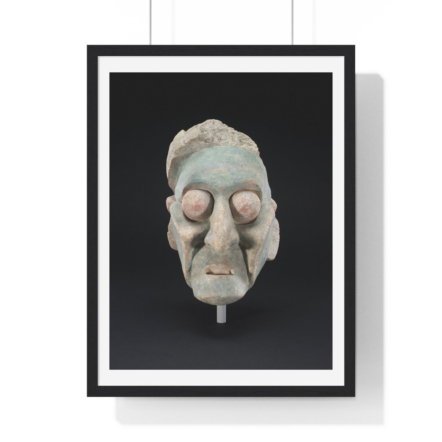 Head from a Figure, Mayan Sculpture (600–909) from the Original, Framed Print