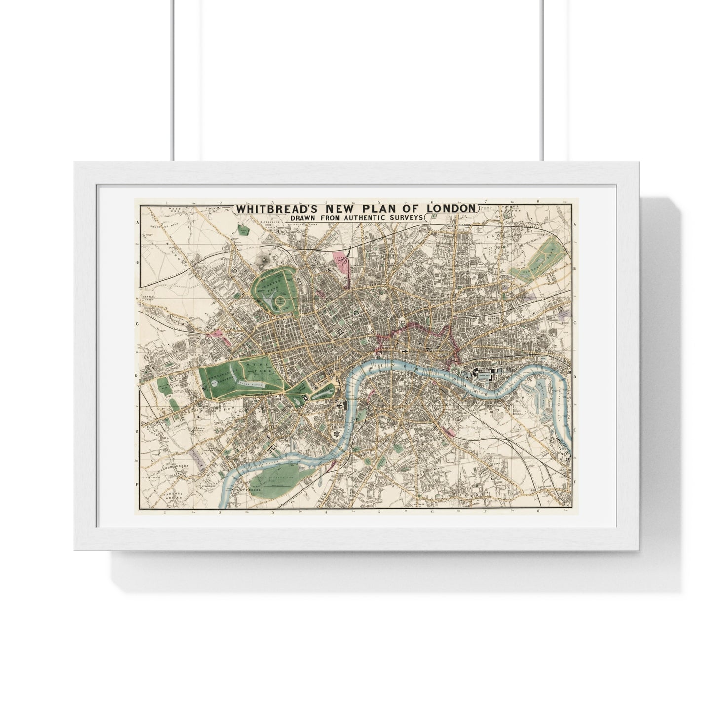 Whitbread's New Plan of London Drawn from Authentic Survey (1853) from the Original, Framed Art Print