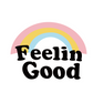 Feelin' Good  White T-Shirt, Rainbow Print