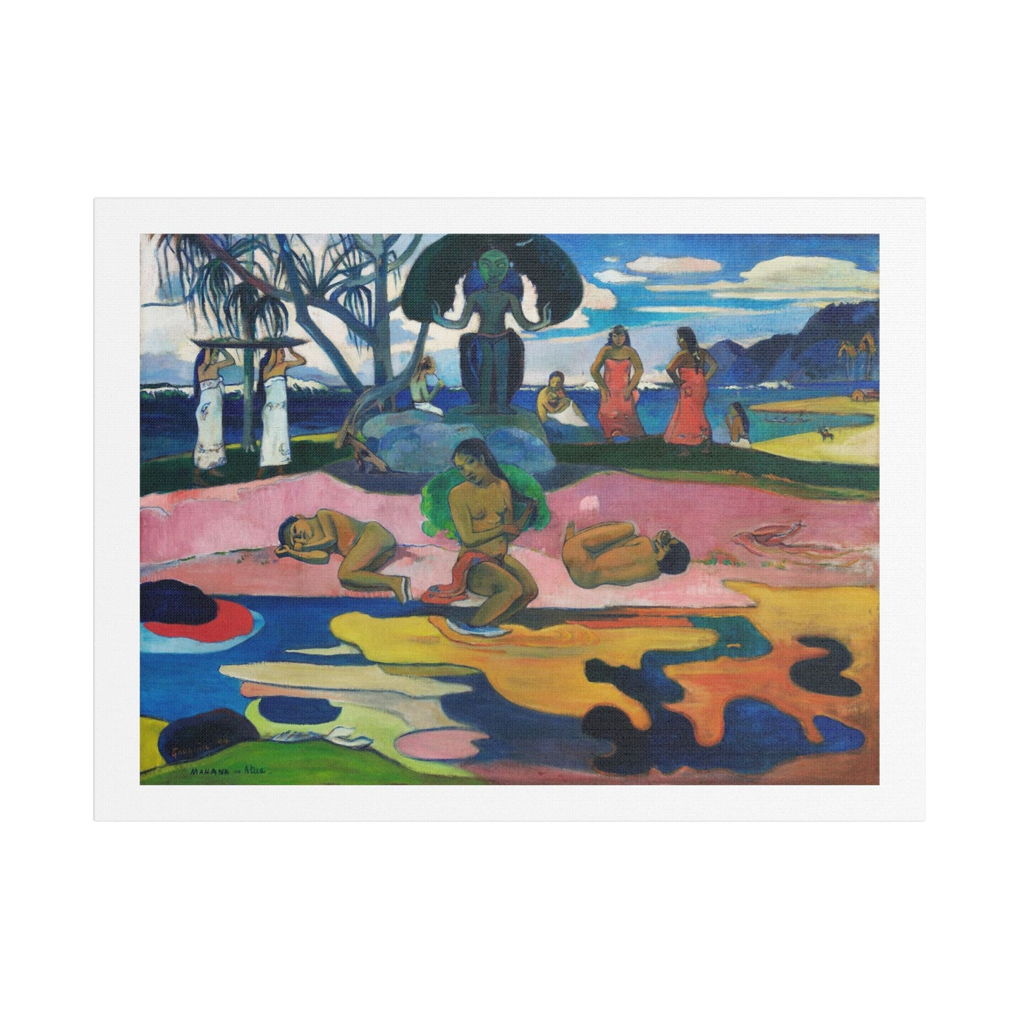 Day of the God 'Mahana no Atua' (1894) by Paul Gauguin from the Original, Art Print on Satin Canvas