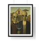 American Gothic Remixed, Midwestern American Aliens 'Designed by AI', Framed Art Print