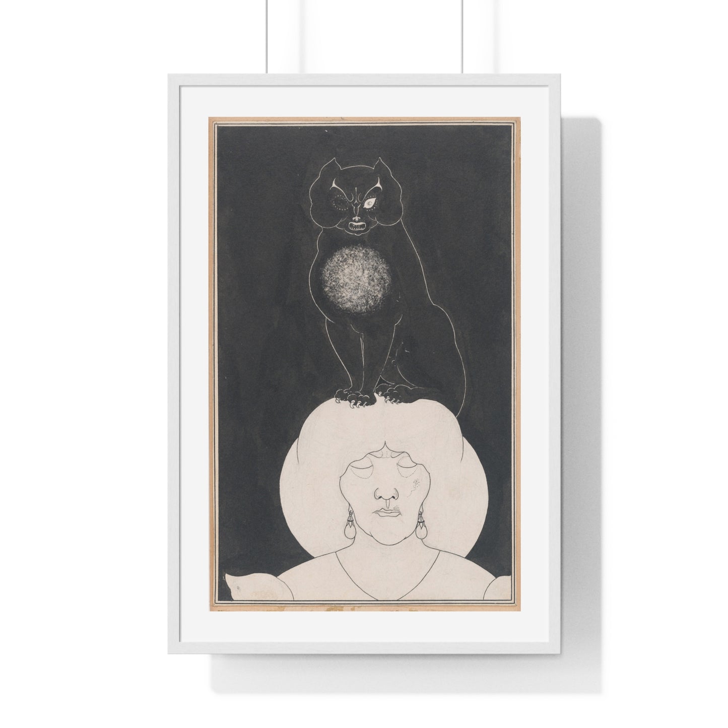 The Black Cat, for Edgar Allan Poe's 'Tales of Mystery and the Imagination' by Aubrey Vincent Beardsley, from the Original, Framed Print