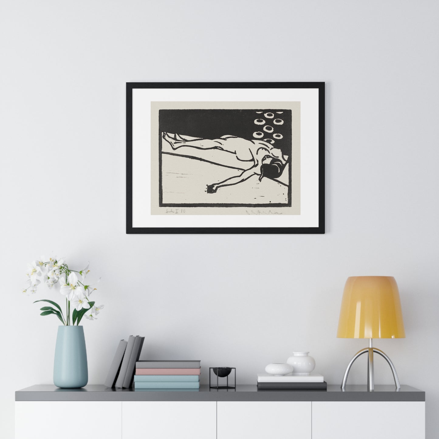 Reclining Nude (1905) by Ernst Ludwig Kirchner, from the Original, Framed Print