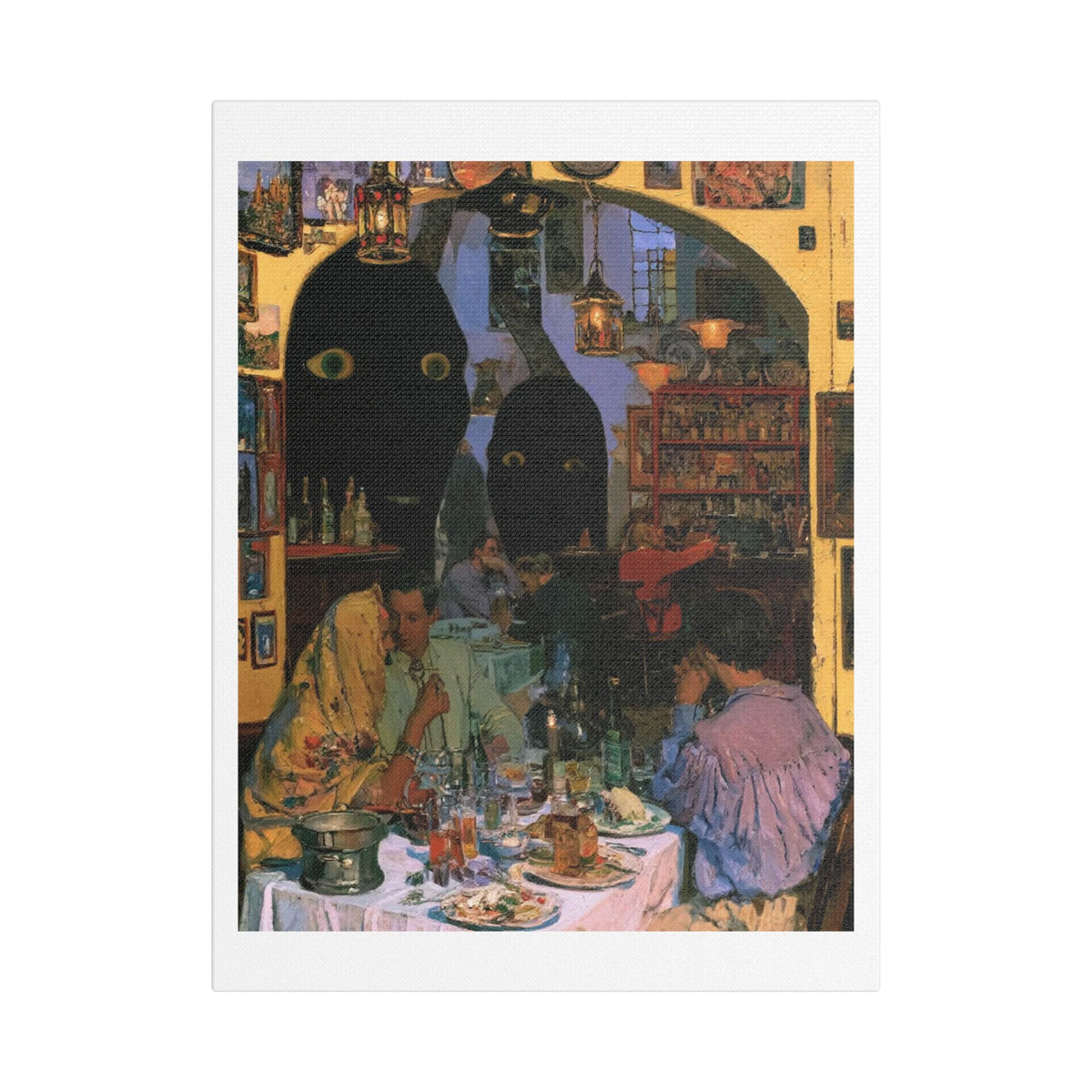 The Walls Have Eyes, Art Print on Satin Canvas, Stretched