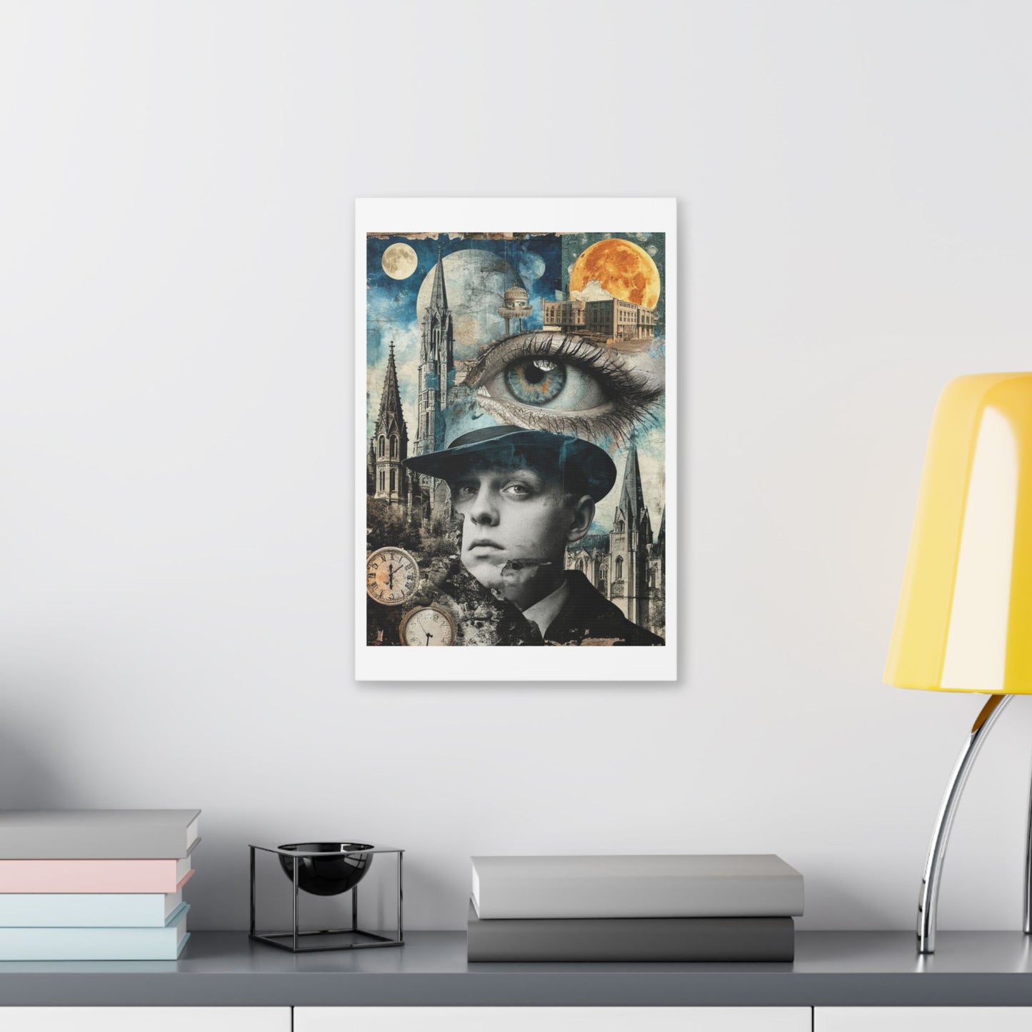 Eye on the Time Digital Collage 'Designed by AI' Canvas Art Print