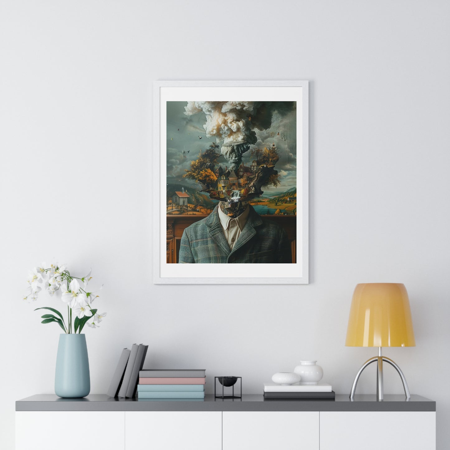 Head Replacement, Abstract Art 'Designed by AI', Framed Art Print