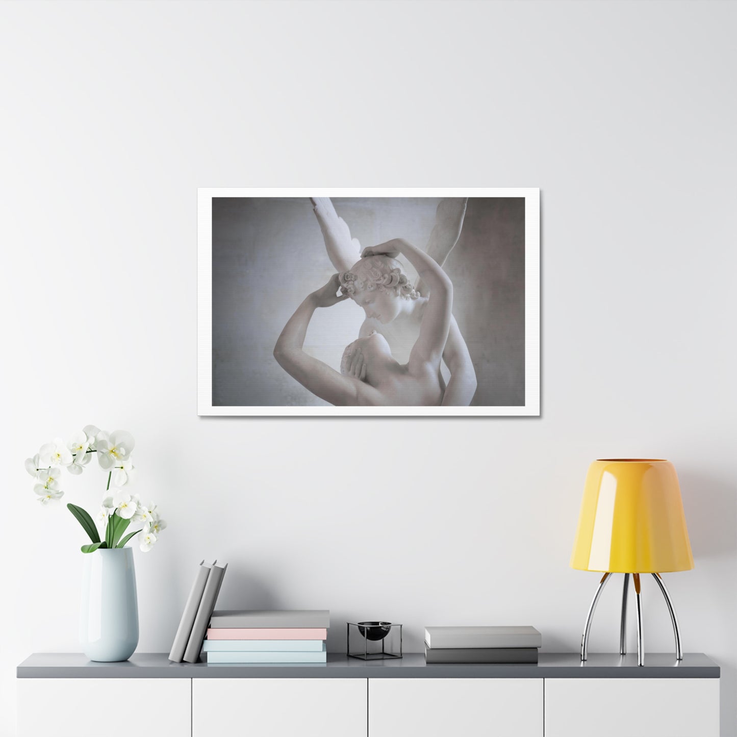 White Woman and White Winged Man, Art Print on Canvas