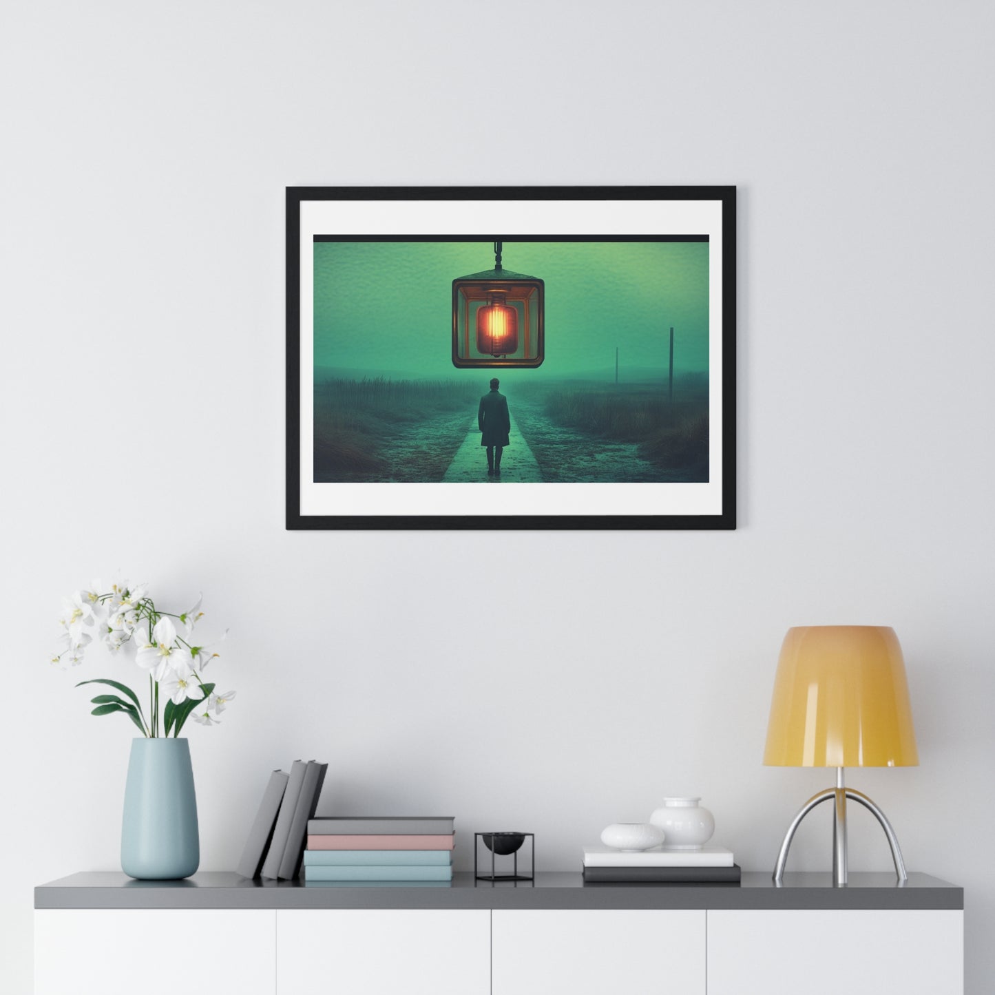 Cinematic Dystopia, Photographic Art 'Designed by AI' Framed Print